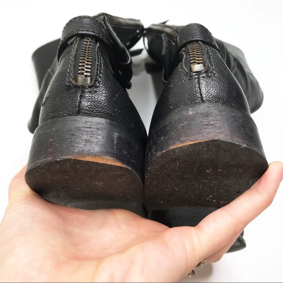 J. Crew Emmett Black Pebbled Leather Buckle Tall Zip-Up Round-Toe Riding Boots 7 - Picture 9 of 9